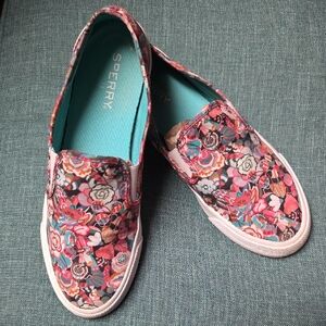 Sperry Women's Floral Canvas Sneakers - Pink and Blue